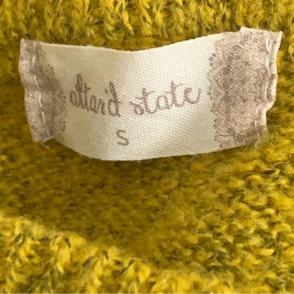 Altard State Sweater VNeck Cut Out Long Sleeve Yellow Knit Womens Sz Small - Picture 7 of 11